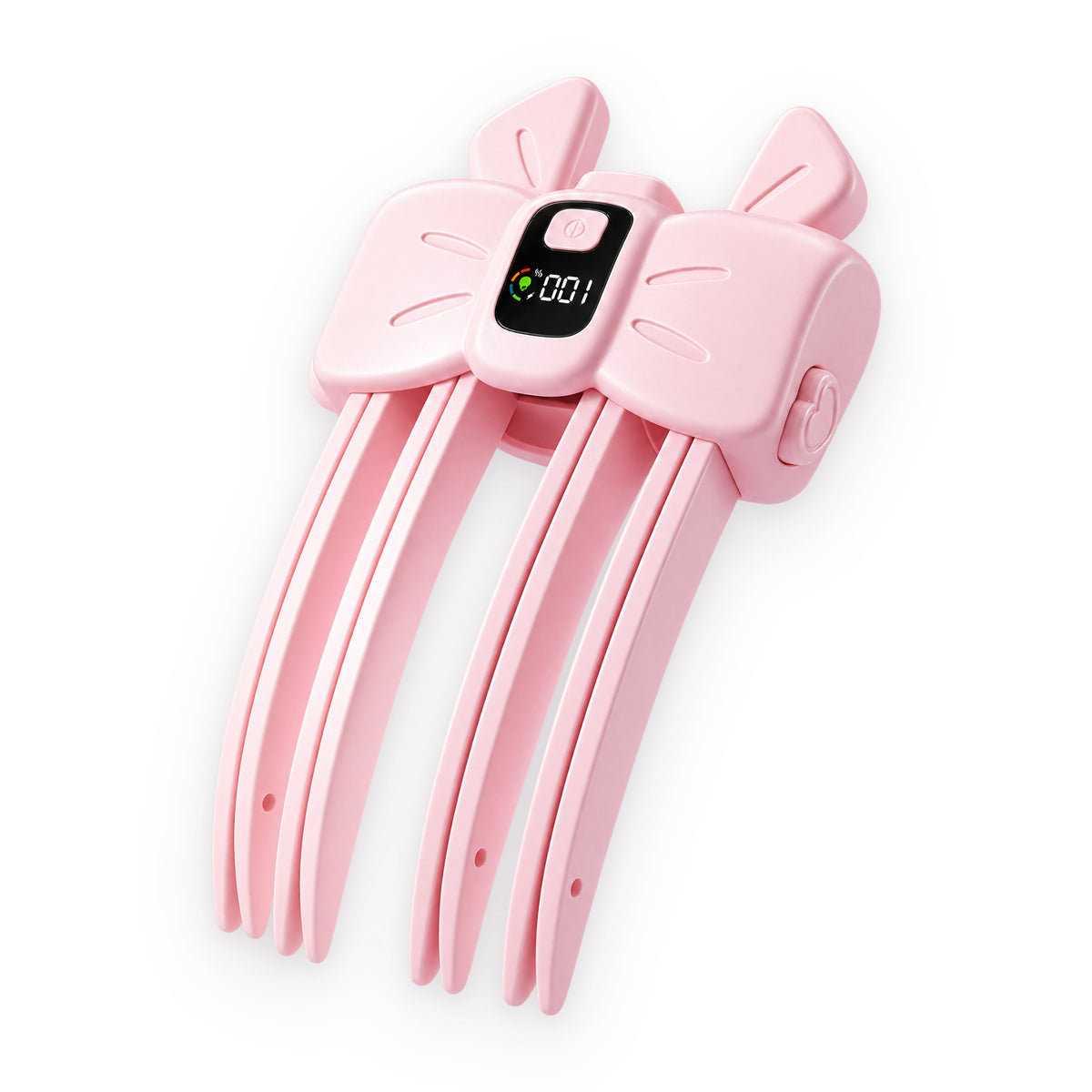 Pink AirTuft cordless heated root clip with curved prongs and display