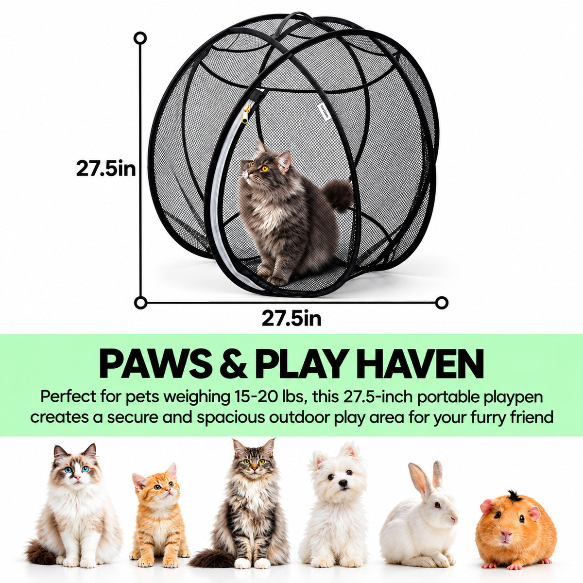 27.5 inch playpen sized for cats, small dogs, rabbits and hamsters