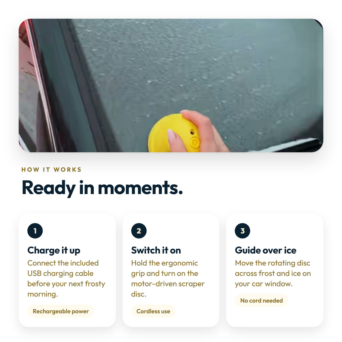 IceEase Electric ice scraper: how it works in 3 steps