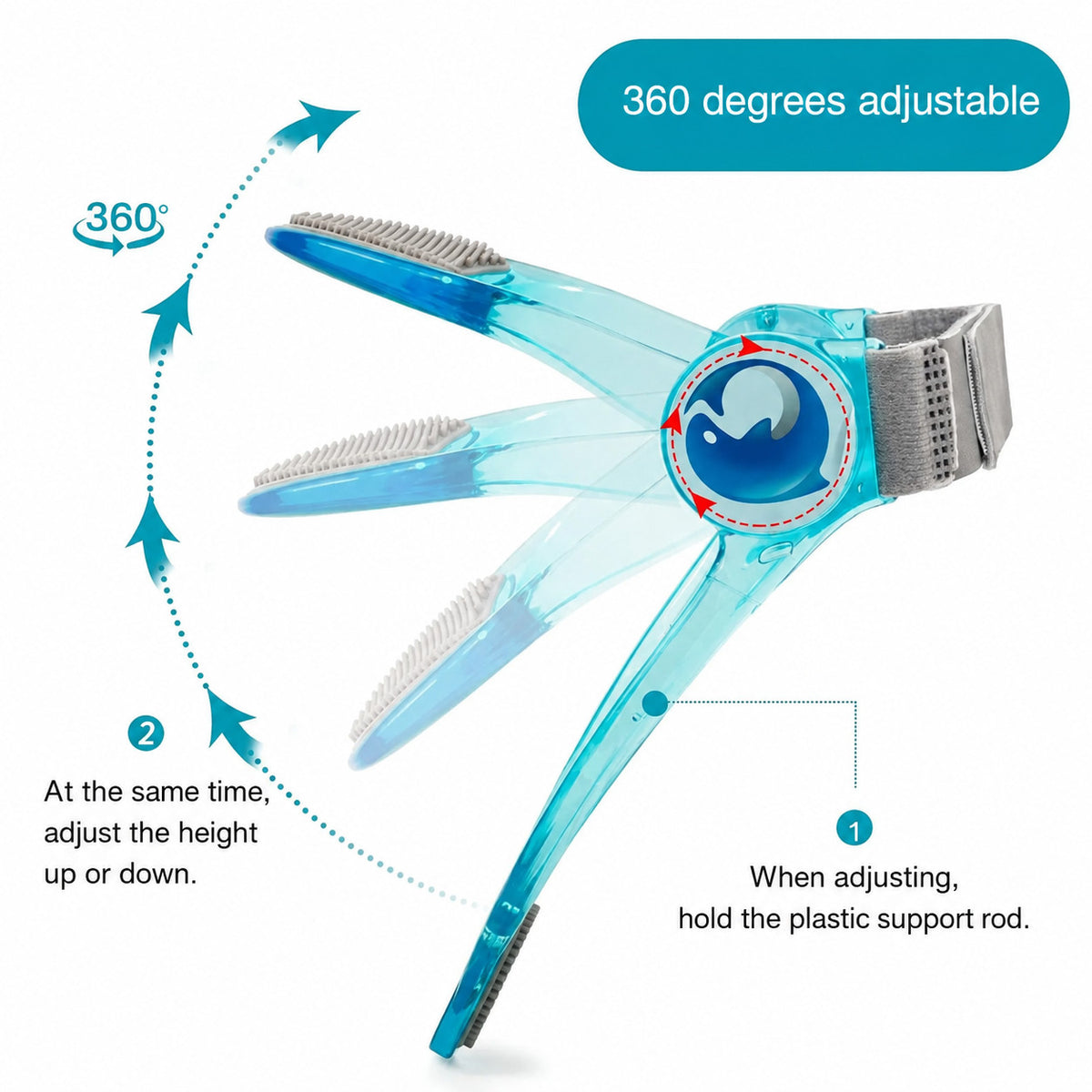 PoseHug support showing 360 degree rotation and height adjustment