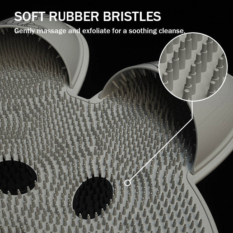 Close-up of grey ToeRub soft rubber bristles
