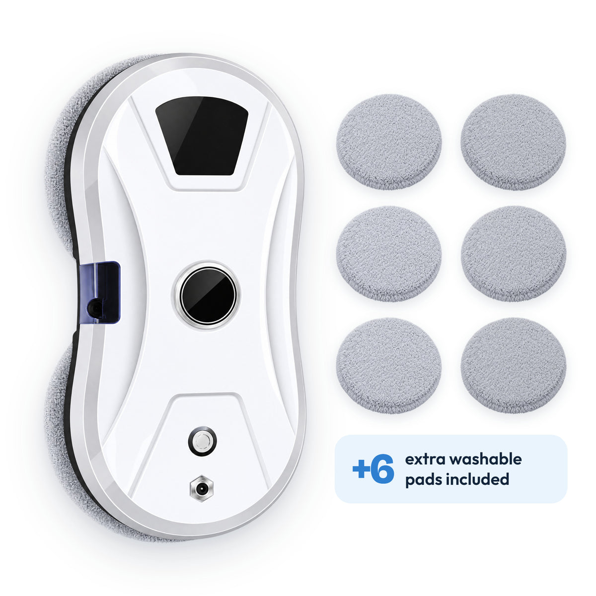 WipeSky window cleaning robot with 6 extra washable microfiber pads